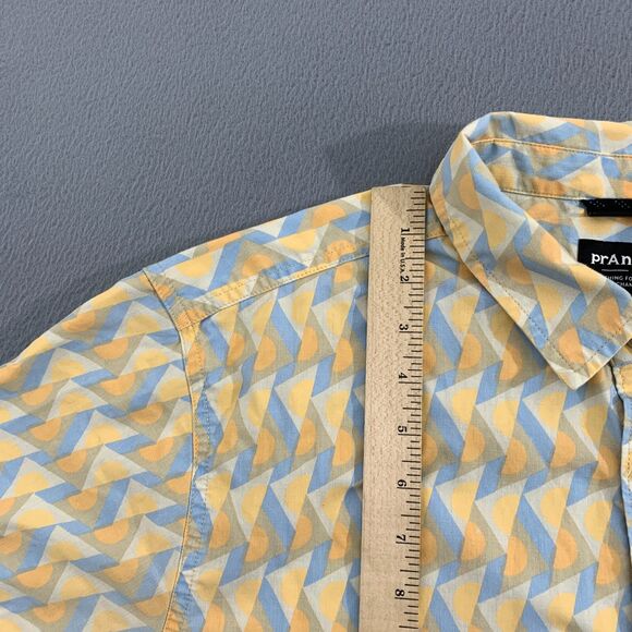 PrAna Mens Stimmersee Shirt Size Large Aura Glow Retro Geo Woven Standard Fit - Picture 9 of 10